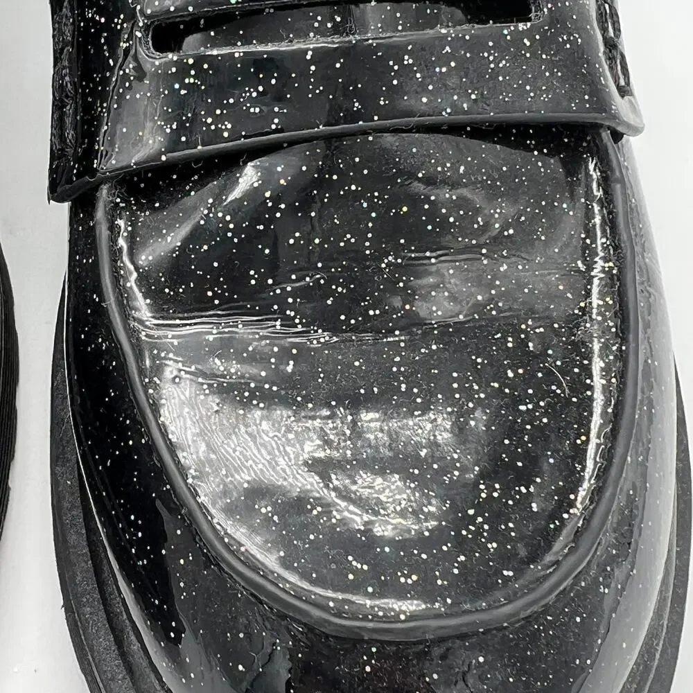 Art Class Girl's Glitter Celia Loafers Black Sparkle Size 3 Chunky Soles Preppy